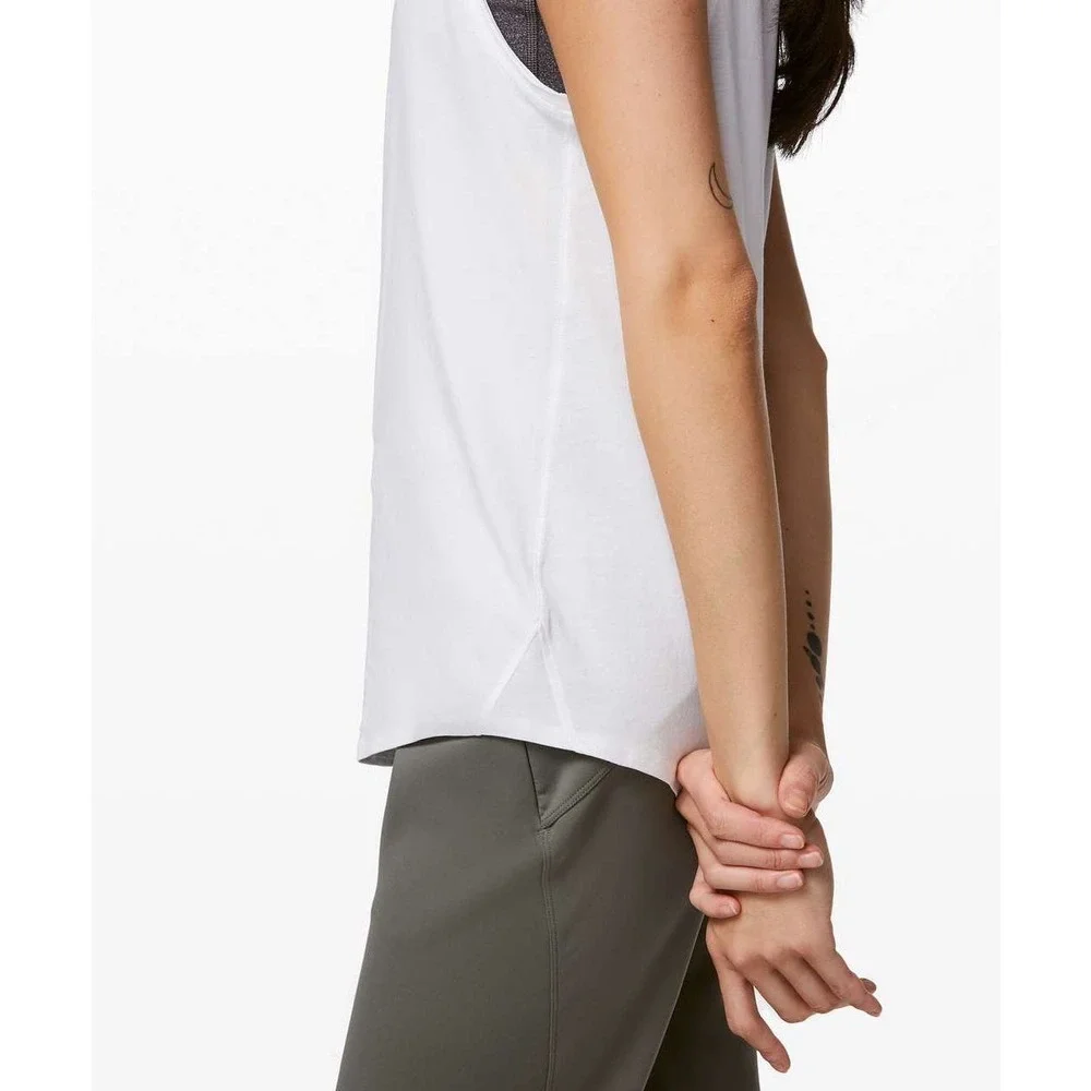 Lululemon Show Your Edge Crew Neck Sleeveless Pima Cotton Muscle Tank White 4